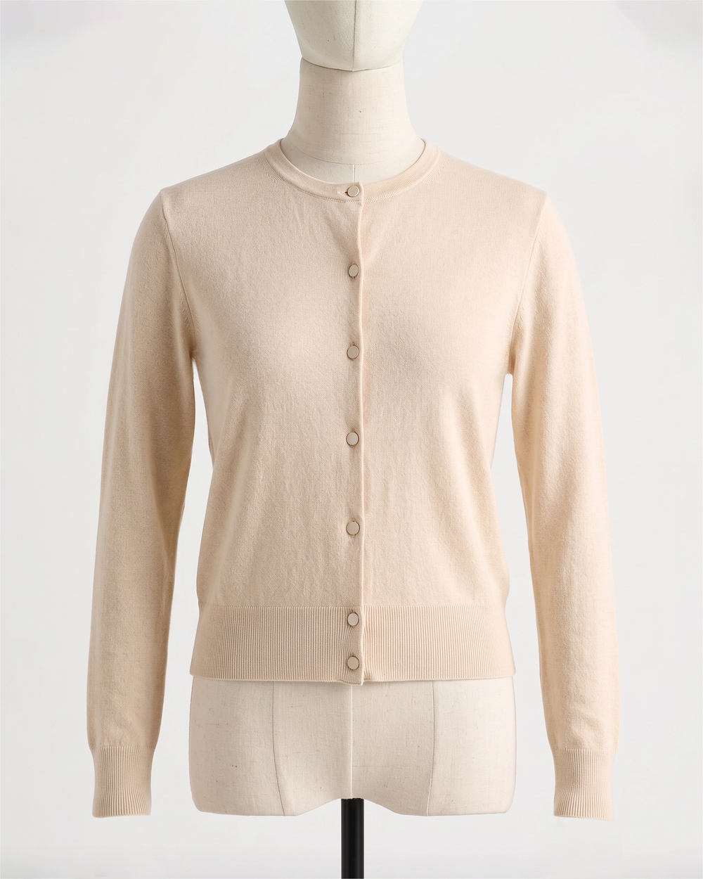 Lightweight Cotton Cashmere Crew Cardigan